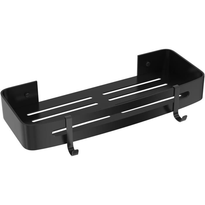 OUSFOT Étagère Salle De Bain 5 Pièces - Étagère Douche Sans Perçage, Rangement Noir Avec Crochets, Idéal Cuisine & Toilettes