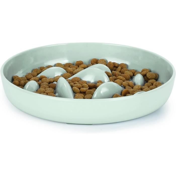 Gamelle Anti Glouton Chat,Chat en Forme d'arête de Poisson Antidérapant, Gamelle de Puzzle Interactive pour Chat et Chiot (Vert)