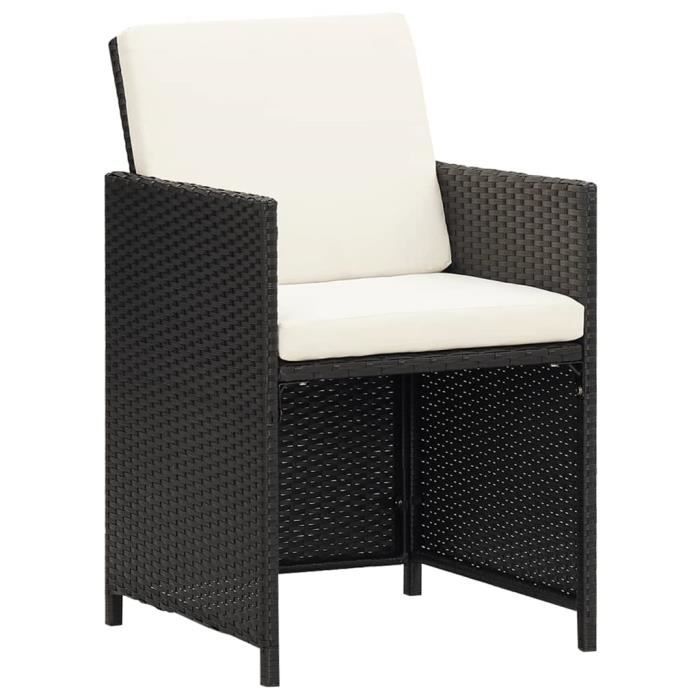 Chaises de jardin - Maison - Lot de 4 - Résine tressée noire - Confort maximal - Design moderne
