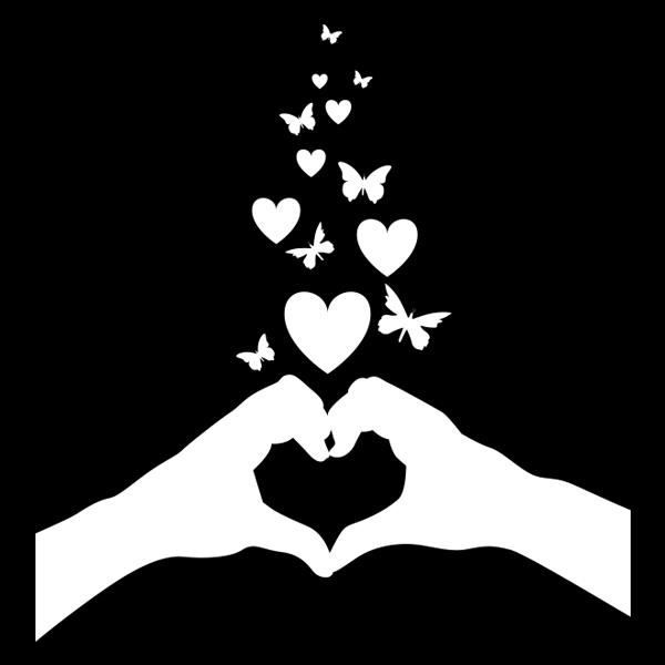 coeur blanc sur fond noir