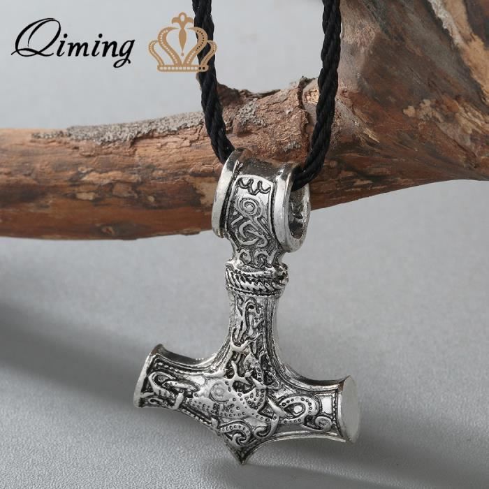 3 Colliers Viking Homme - Acier Inoxydable, Pendentifs Thor Marteau Flèche