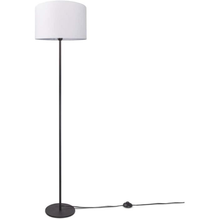 Lampadaire Moderne Hofstein - Pied Luminaire Nickel/Satiné/Blanc - Métal