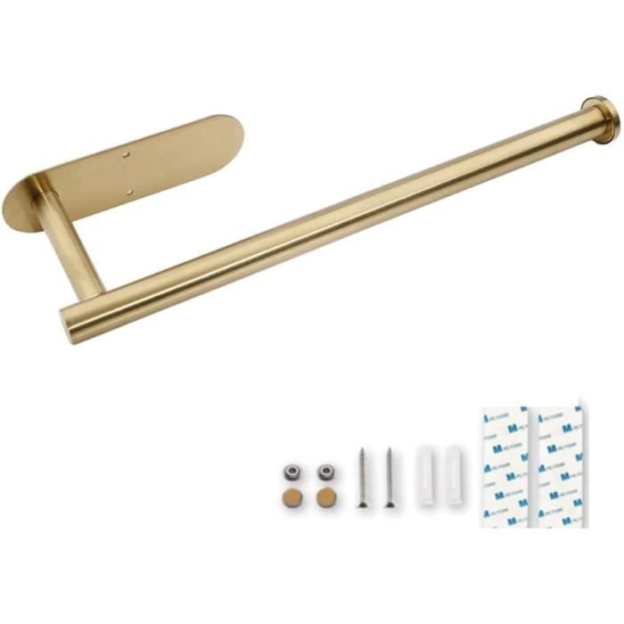 Porte-essuie-tout Mural Sans Perçage - Alliage Aluminium, 32.5cm, Télescopique, 2 Options De Fixation