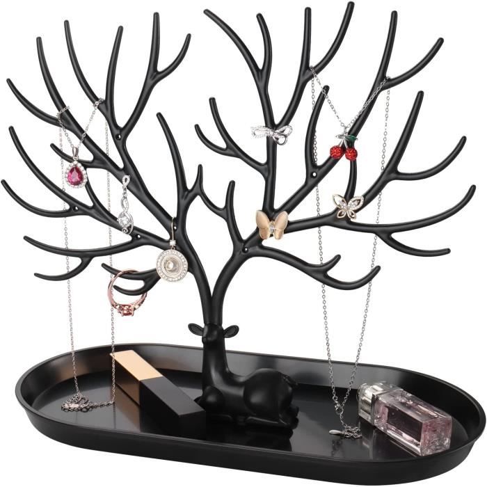 Porte Bijoux 2 en 1 Support Arbre Bijoux Plateau bijoux en