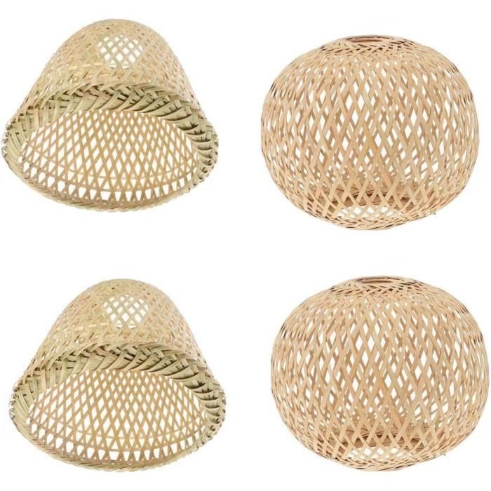 Abat-jour En Rotin Nagoyuki – Tressé Main, 14x15 Cm – Lustre Rétro Déco Pour Maison Chaleureuse