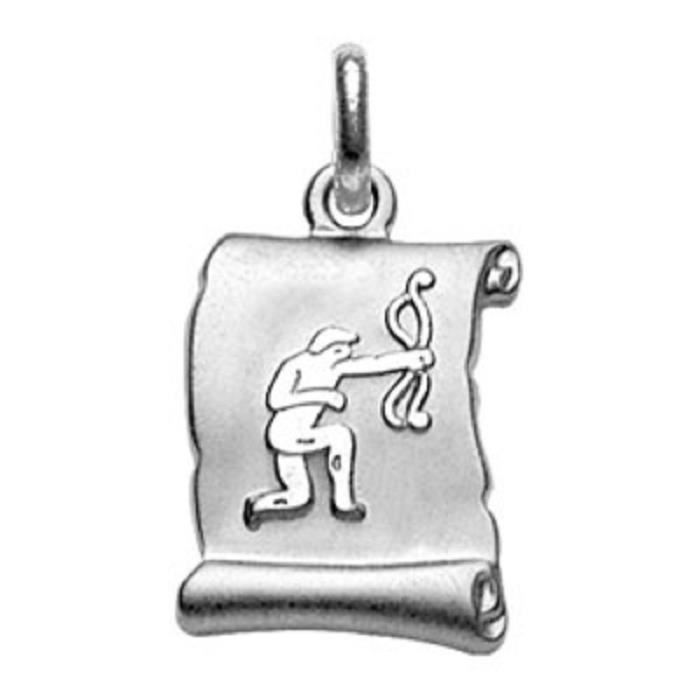 Pendentif Argent 925 Sagittaire - Médaille Signe Astrologique Rhodié Obrillant-Bijoux