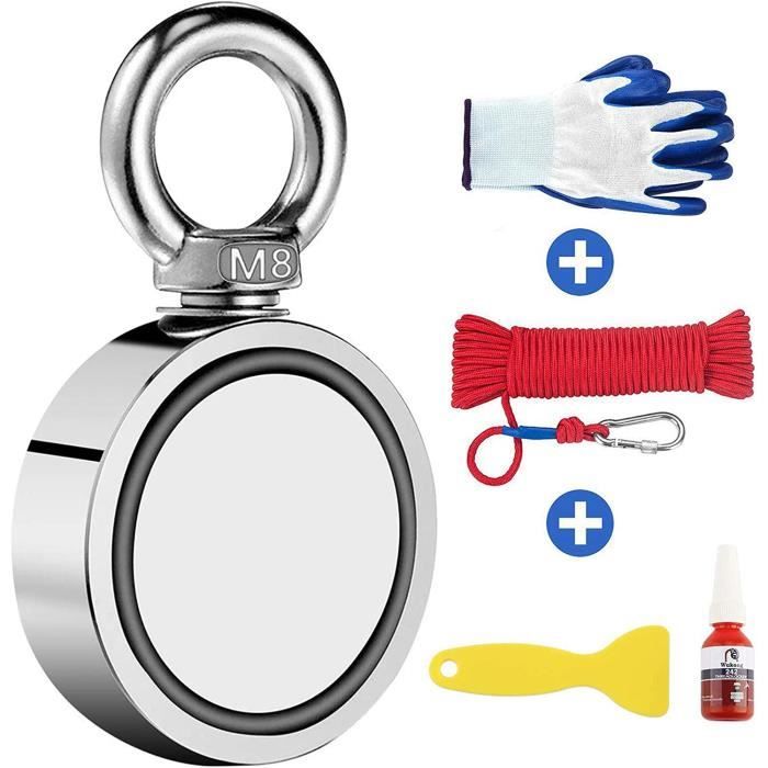 Aimant De Récupération 80 Mm Pour Pêche Et Détection - 10 M De Corde, Force 60 Kg, Neuf