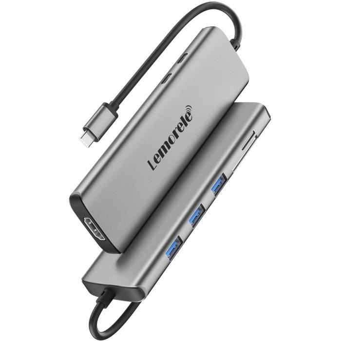 Hub USB-C 8-en-1 - HDMI 4K, Ethernet, Charge PD 100W, Lecteur SD/TF, USB 3.0 - Pour MacBook, IPad, PC - 4
