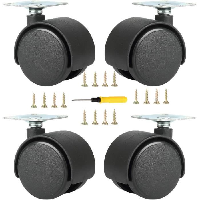 Lot De 4 Roulettes Pivotantes 25 Mm Avec Frein - Pour Meubles Et Lit Bébé - YIXNSW