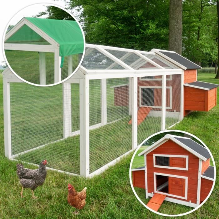 Comparer les prix de Poulailler en bois pour jardin extérieur - Betty - Modèle 158 - Avec Nichoir - Extension