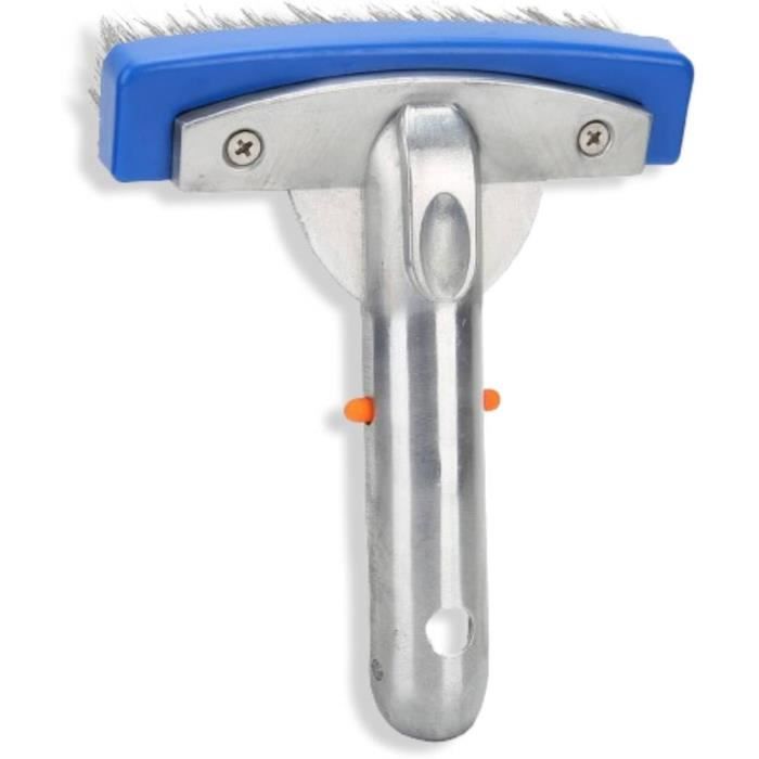 Brosse De Nettoyage Piscine Acier Inox 14cm - Tête Robuste Pour Parois Et Sol, Compatible Perche Standard