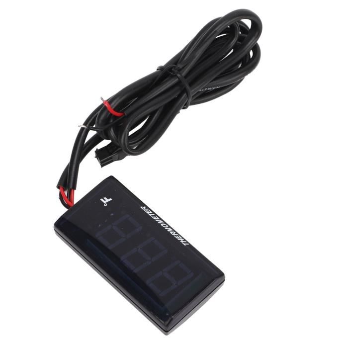 Thermomètre Numérique Moto Eau - Capteur 1/8 NPT - Affichage LCD Bleu - Avertissement 120°C - Étanche 12V