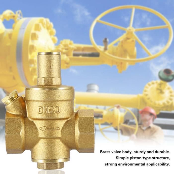 Vanne De Réduction De Pression DN50 En Laiton - Régulateur Eau Réglable Avec Manomètre Jusqu'à 1,6 MPa