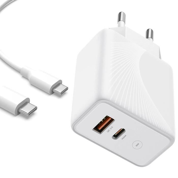 Adaptateur secteur USB-C 30W chargeur rapide + câble de type C