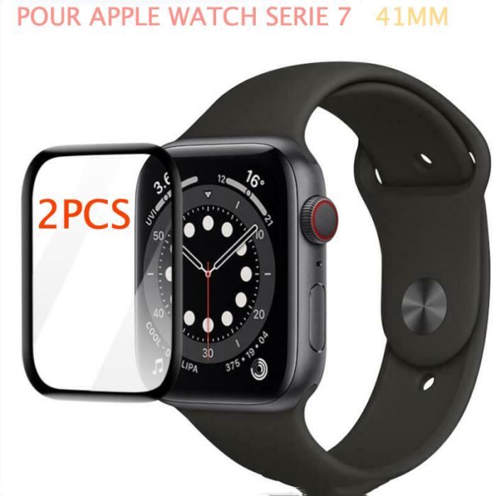 FAMILIASHOP Lot de 2 Verres tremp&eacute; 3D noir protection &eacute;cran totale int&eacute;grale pour APPLE WATCH s&eacute;rie 7 41MM 