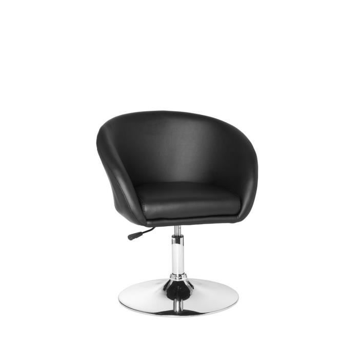 FineBuy Chaise de salle à manger Fauteuil club Tournant 72 - 84 cm Chaise longue [Noir]