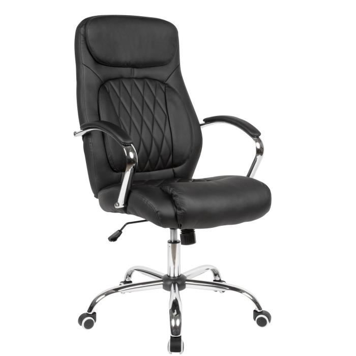 chaise de bureau en cuir synthétique noir finebuy - pivotante - fauteuil de bureau 120 kg