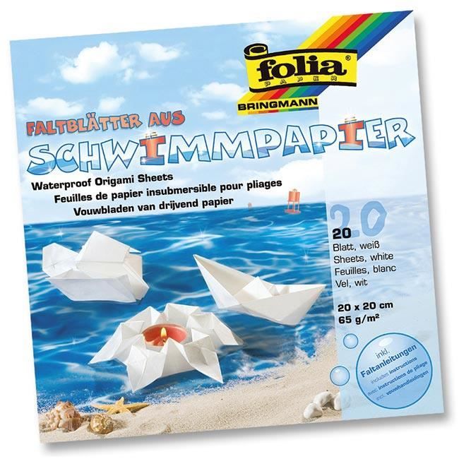 Kit de 20 feuilles de papier insubmersible pour pliage blanches