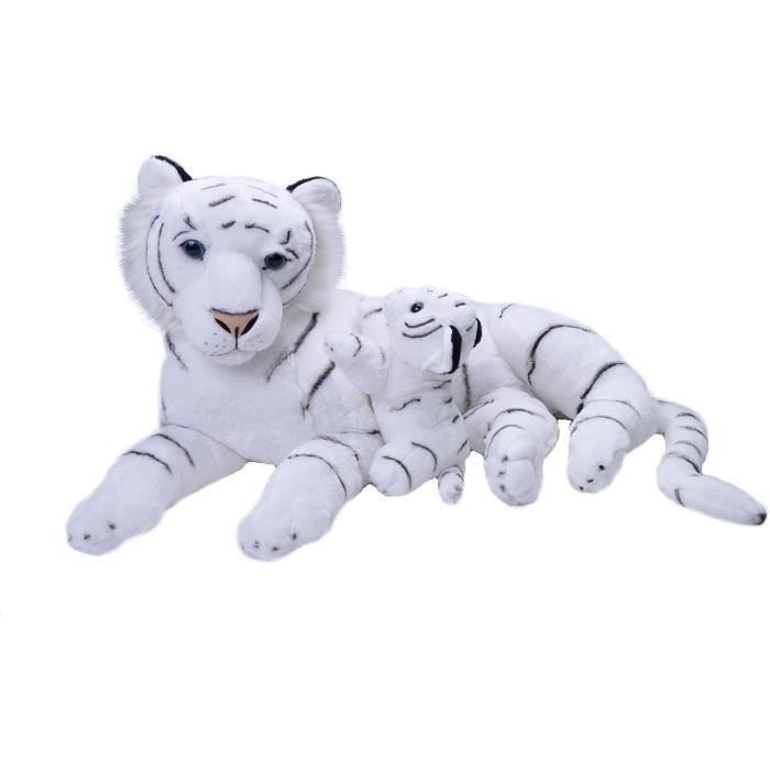 Peluche Tigre Blanc G ant avec B b 76 cm FP Peluche