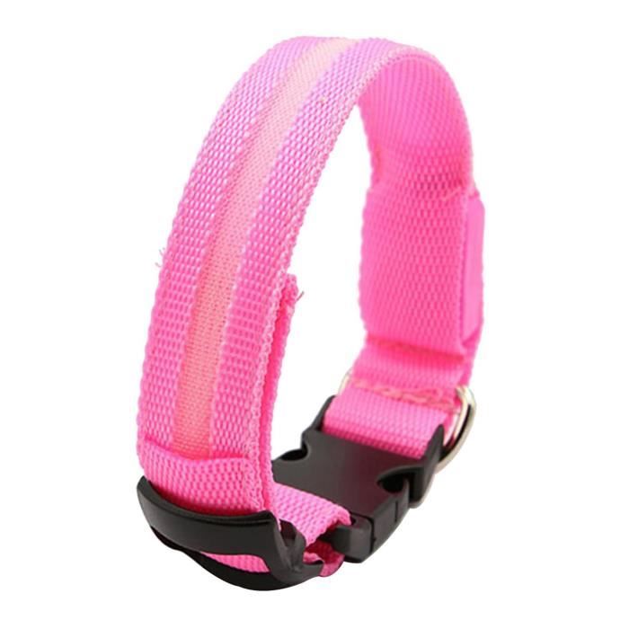 Led Collier De Chien Réglable Nylon 2.5*48 Cm Rose