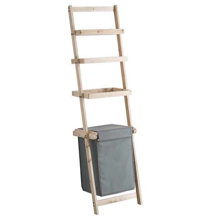 Meuble Echelle Avec Panier A Linge Gris Achat Vente Colonne