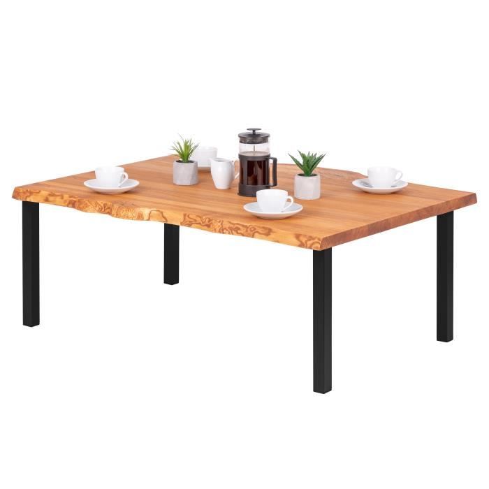 table basse en bois - lamo manufaktur - modèle classic - frêne foncé - pieds métal noir
