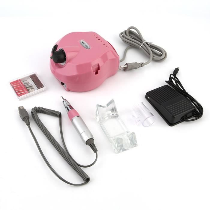 Rose Kit Ponceuse à Ongles Polissoir Rond Appareil Electrique Nail Drill 25000 RPM Professional
