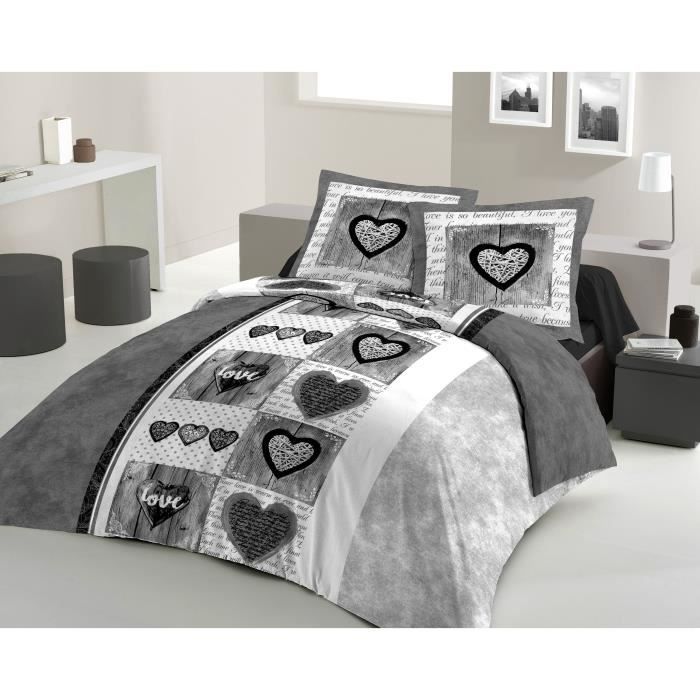 Parure de draps 4pcs 100% coton Heart taupe