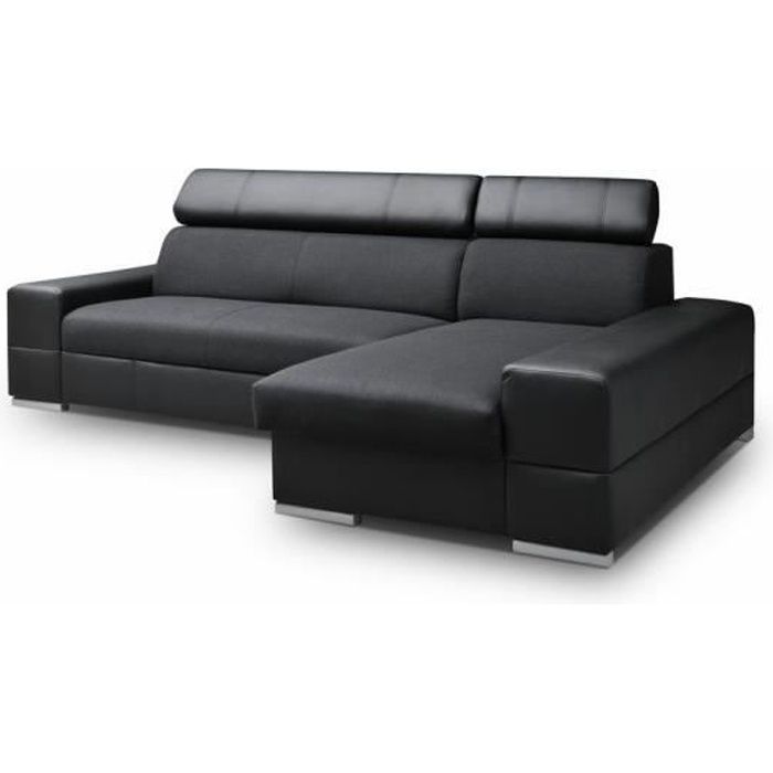 Canape D Angle 4 Places Capri Noir Convertible Simili Cuir Achat Vente Canape Sofa Divan Cdiscount