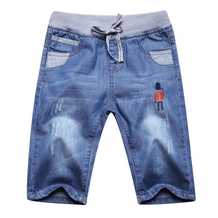 Bermuda Gar on Taille lastiqu e Shorts Enfant 2 12 ans Bleu