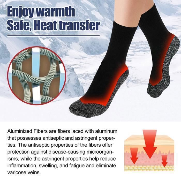 Chaussettes thermiques - Ultimate Comfort - Noir - Douces - Respirantes - Pour sports dhiver
