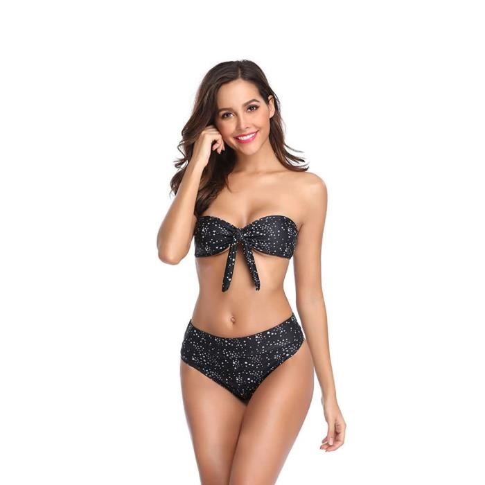 Femme Bikini Maillot de Bain sans Bretelle 2 Pièce Bandeau