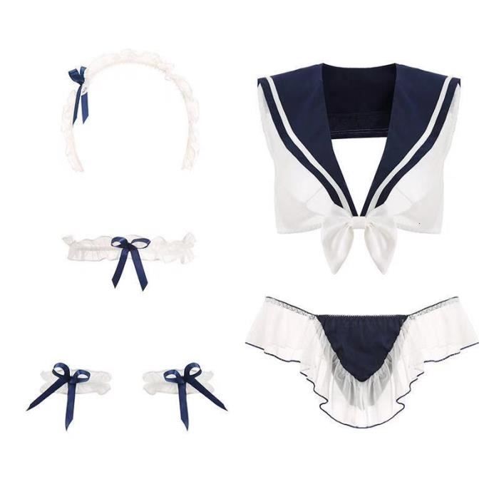Ojbk Tenue De Fille D Ecole Erotique Voir A Travers Le Costume De Cosplay Kawaii Haut En Dentelle Culotte Pour Les Type Navyblue Blanc Cdiscount Pret A Porter