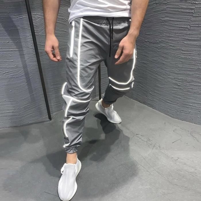 Pantalon de jogging leger reflechissant haute visibilite pour hommes de la mode Noarlall Gris Cdiscount Pret a Porter