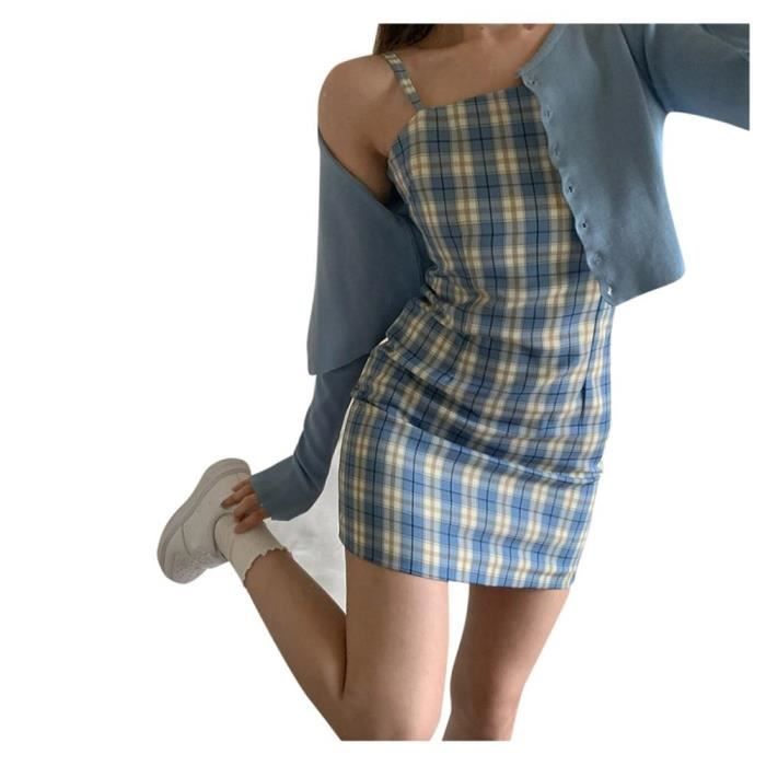 Robe bretelle a carreaux deals