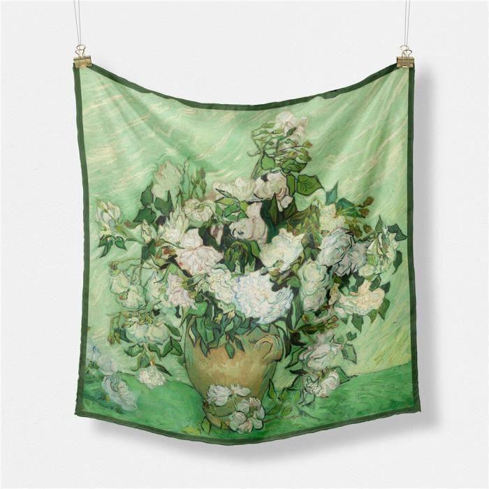 Foulard Long Avec Pompons Motif Chat Peinture à L'huile - Écharpe Châle 196x69 Cm - Cadeau Idéal Femme Automne/hiver