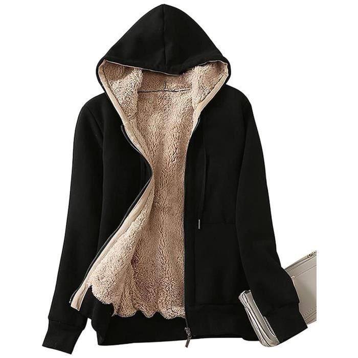 Veste Polaire Femme Chaud Doublure Polaire Zipp?�e ?� Capuche Sweat-Shirt Manches Longues pour 