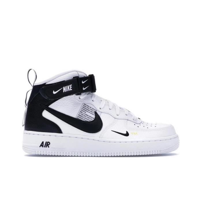 Nike Air Force 1 Mid 07 LV8 chaussures decontractees mid top avec panneaux noirs et blancs Orange Cdiscount Chaussures