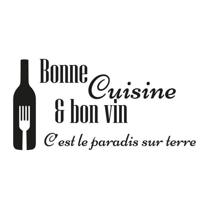 bonne cuisine bon vin silhouette bouteille et fourchette sticker autocollant mural large 110x55 cm achat vente stickers de noel soldes sur cdiscount des le 20 janvier cdiscount