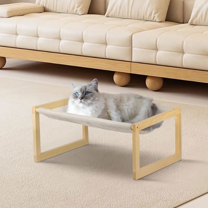 Meilleurs prix pour Lit pour Chat - Bois - Surélevé - Housse Amovible - Lavable - Charge Max 10 kg