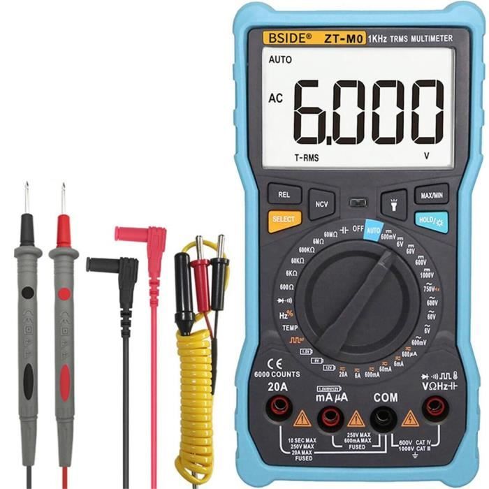 Multimètre Numérique Portable,Automatique Testeur Electrique Professionnel,6000  Compte,TRMS - Cdiscount Bricolage