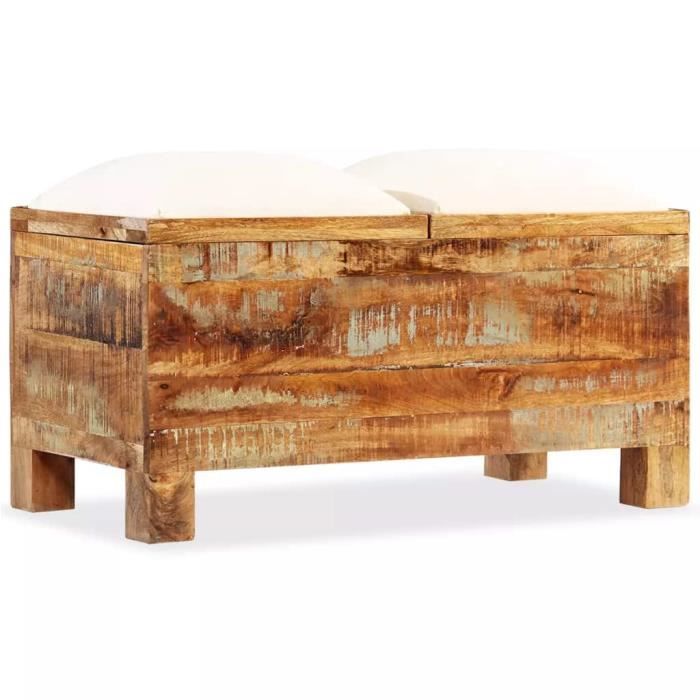 Banc De Rangement Banc Coffre De Rangement Bois Massif Recycle 80 X 40 X 40 Cm Achat Vente Banc Soldes Sur Cdiscount Des Le 20 Janvier Cdiscount