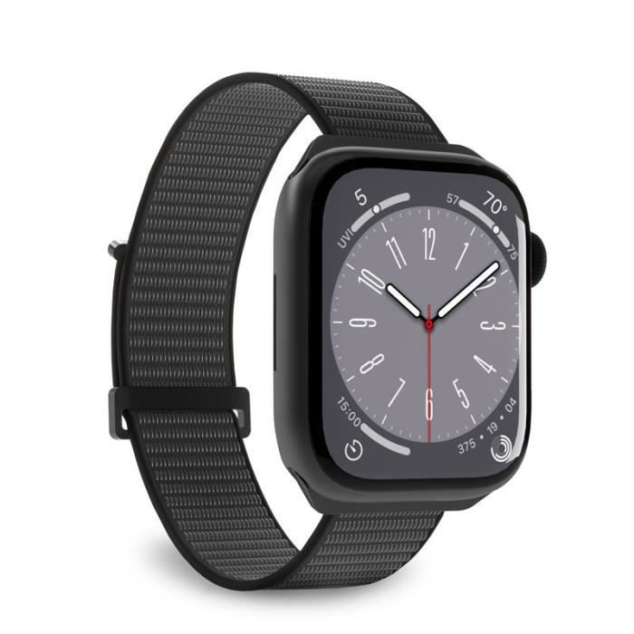Puro Nylon Sport – Bracelet Apple Watch 38/40/41 mm Noir nylon respirant réglable