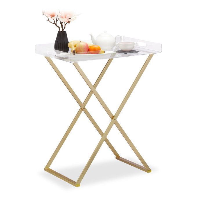 Relaxdays Table D Appoint Plateau Amovible Acrylique Table