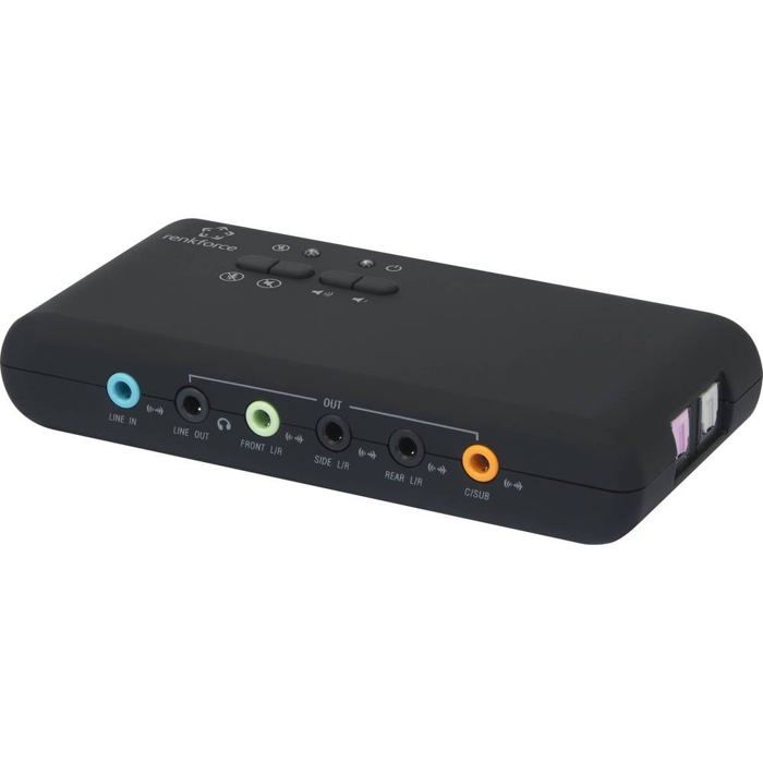 Carte son externe RENKFORCE RF 4355800 Surround 7.1 USB 2.0 Régulateur de volume externe
