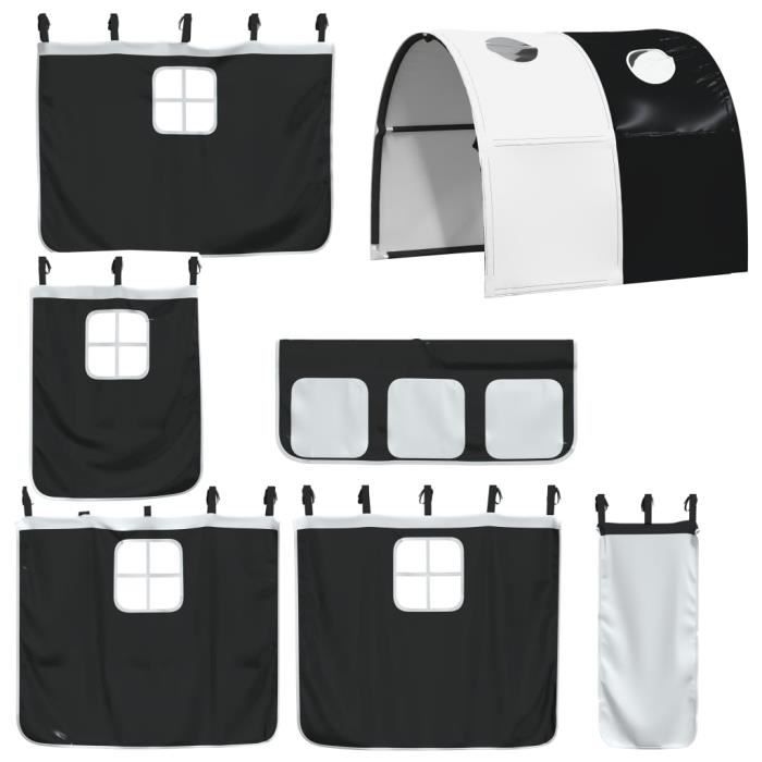 Vidaxl cadre de lit mezzanine pour enfants avec rideaux noir Vidaxl cadre de lit mezzanine pour enfants avec rideaux noir