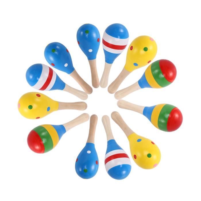 12 pièces maracas pour les faveurs de fête de maraca maracas en bois mini maracas coloré pour faveurs de festival instruments de