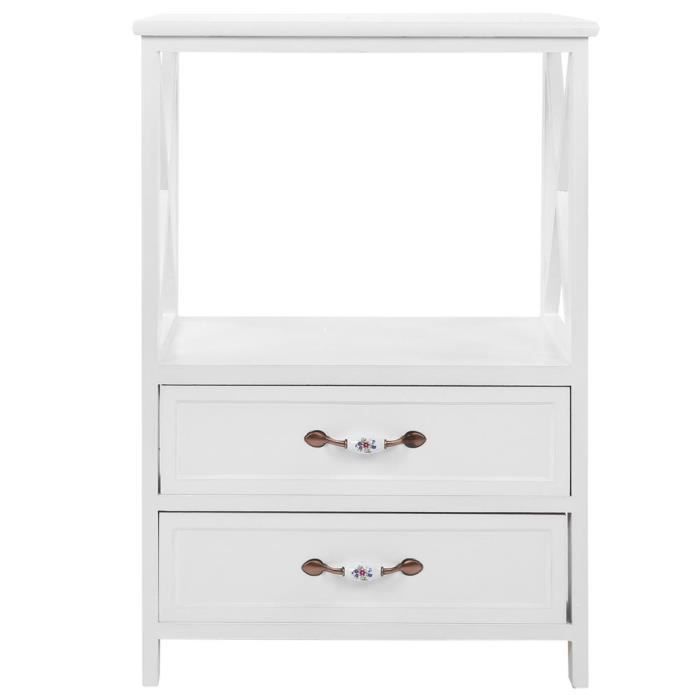 Table De Chevet Nordique Moderne - Café - Meuble De Rangement - Blanc - Maison