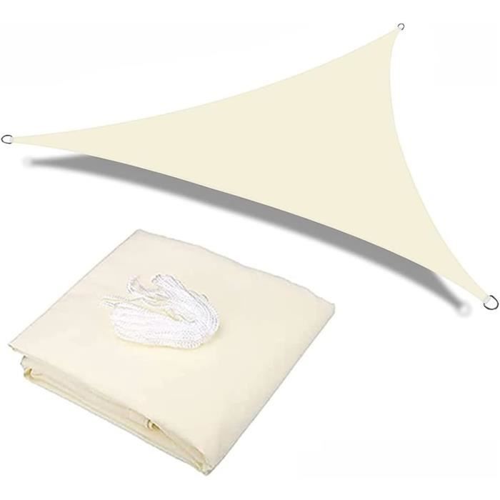 Voile D'ombrage Triangulaire 3x3x3 M Crème - 180g/m², 98% UV, étanche - Pour Terrasse, Jardin, Piscine, Avec Cordes Incluses