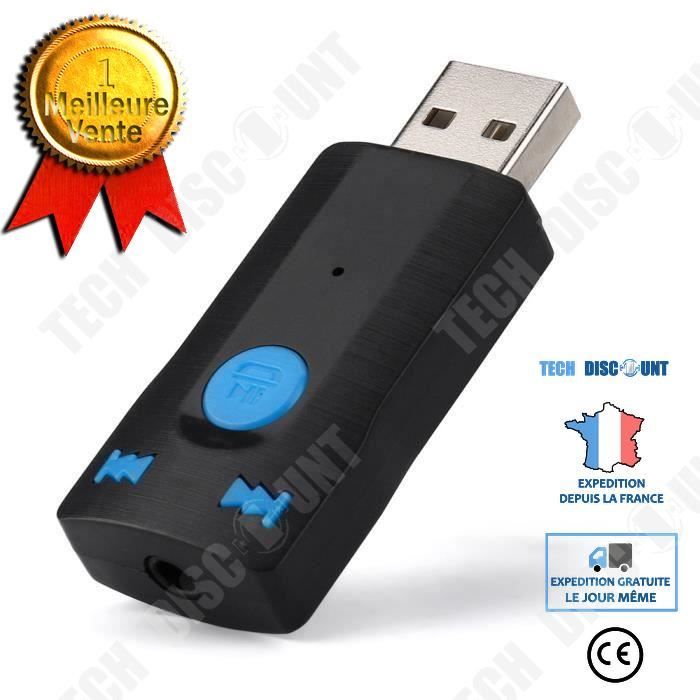 TD® Récepteur de Voiture sans fil Bluetooth- Kit audio AUX Récepteur Bluetooth USB Adaptateur